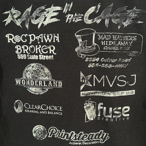 Rage In The Cage T Shirt Unisex Size Small Faded Vintage Funky Casual Rochester - Picture 5 of 5